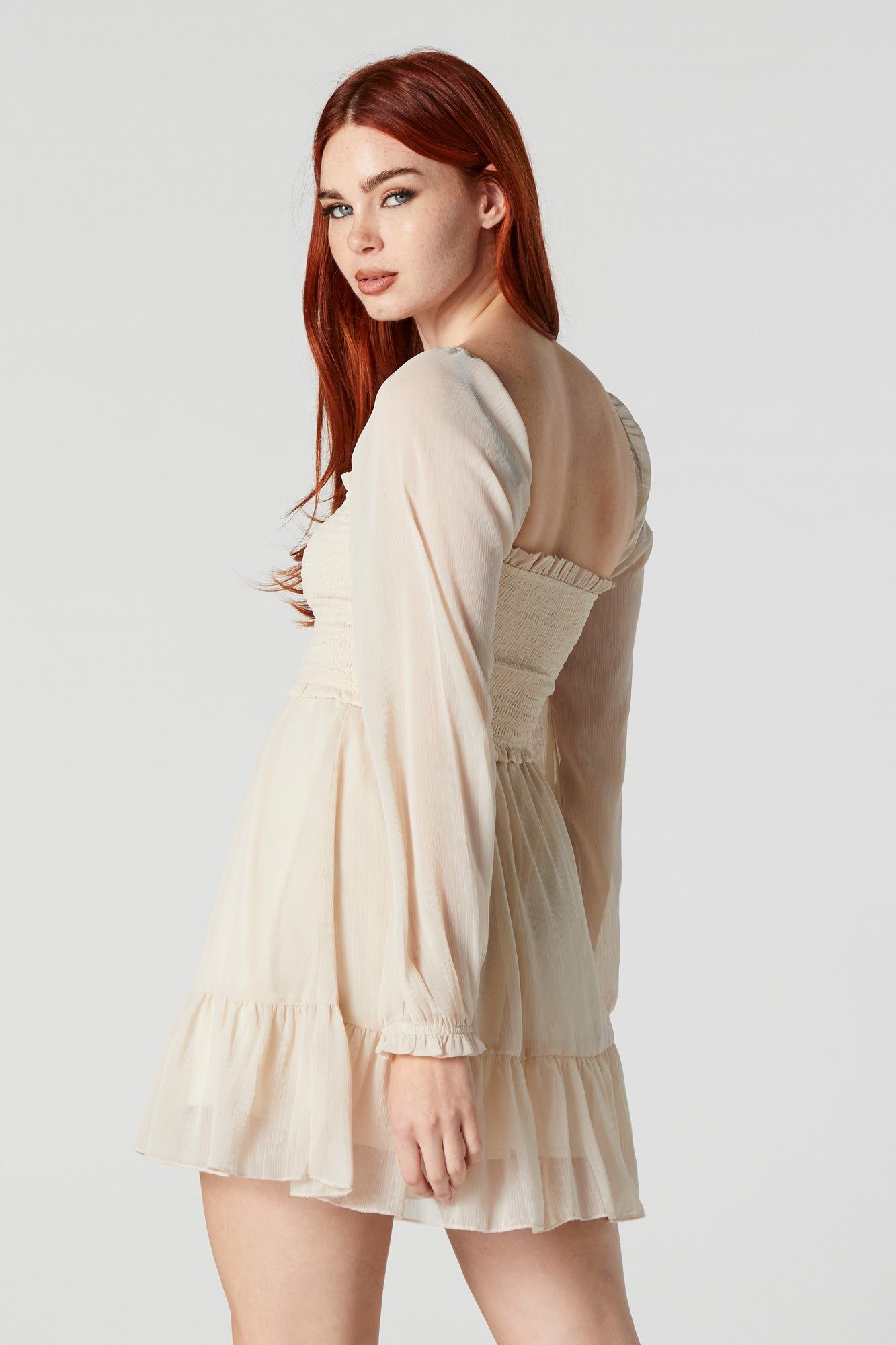 Chiffon Square Neck Tiered Mini Dress sold by Urban Planet product image thumbnail 5