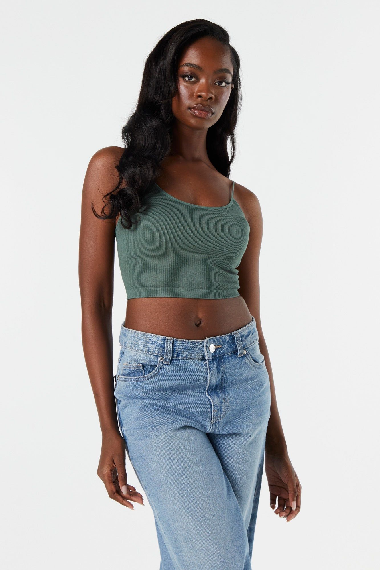 Camisole côtelée coloré à bretelles ultraminces sold by Urban Planet