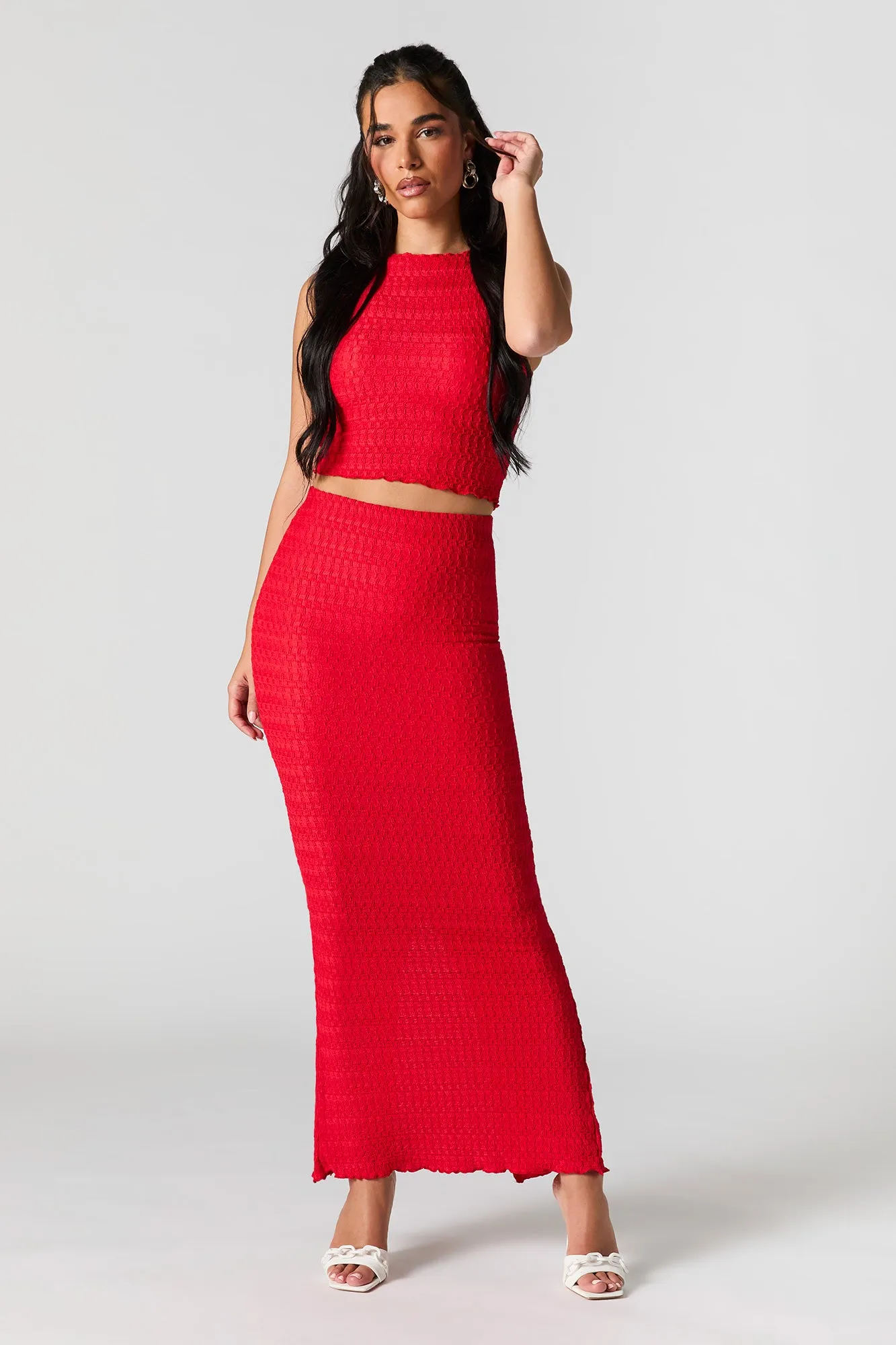 Textured Maxi Skirt sold by Urban Planet