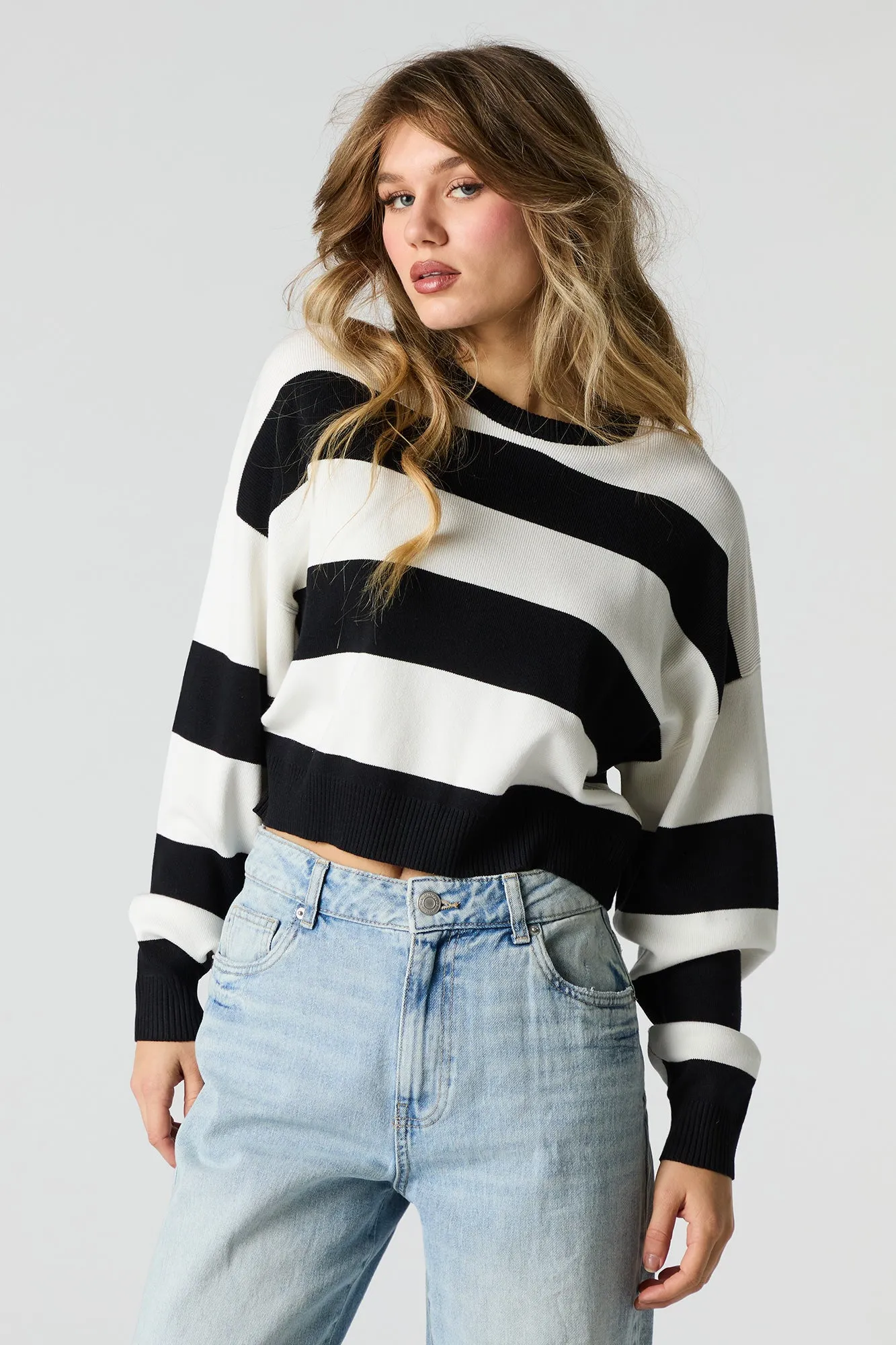 Striped Ribbed Boxy Sweater sold by Urban Planet product image thumbnail 4