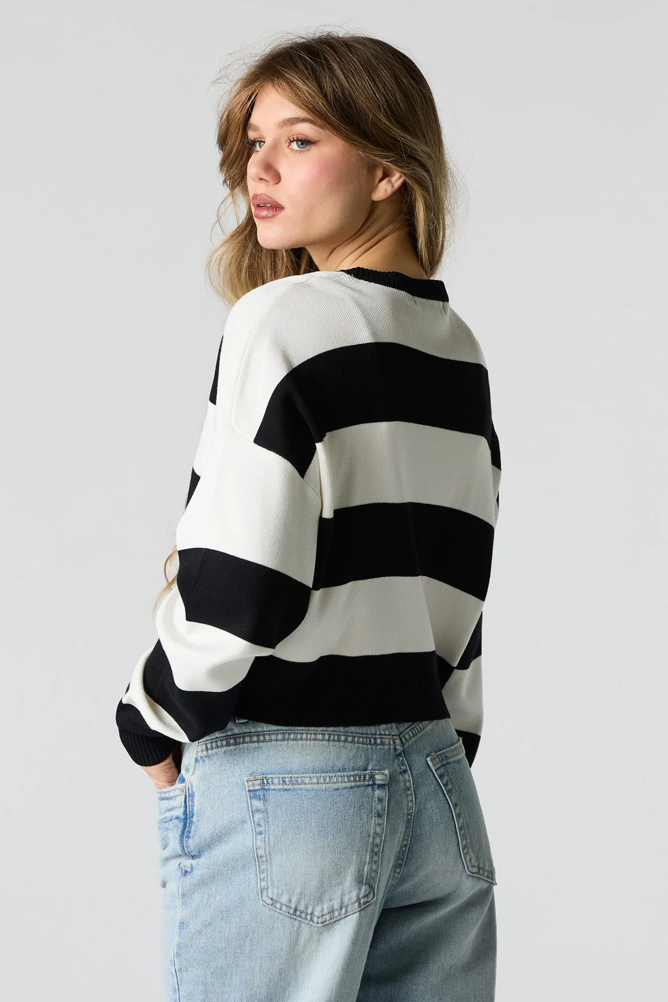 Striped Ribbed Boxy Sweater sold by Urban Planet product image thumbnail 5