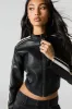 Faux Leather Contrast Striped Moto Jacket sold by Urban Planet