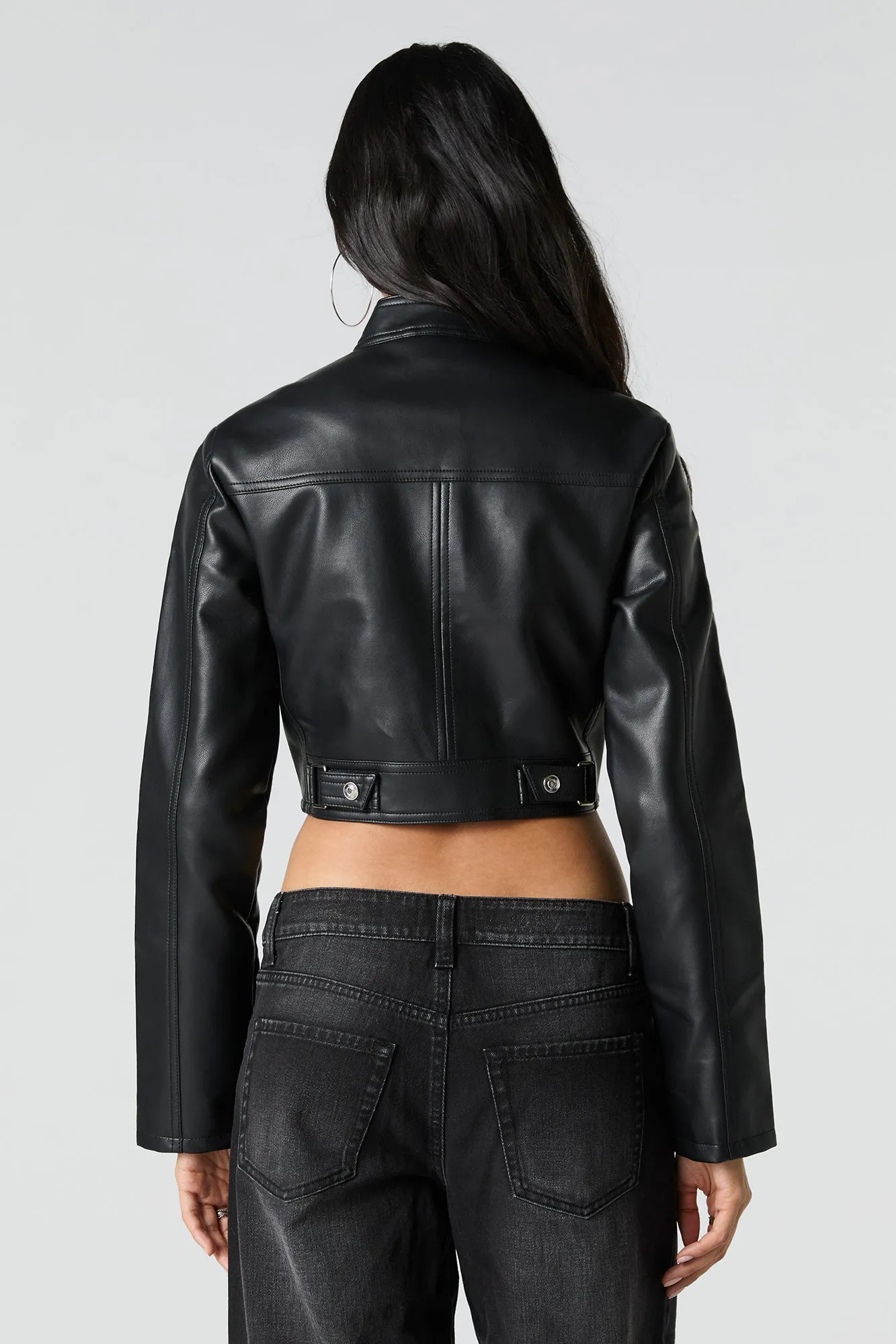 Blouson de moto en similicuir à rayures contrastantes sold by Urban Planet product image thumbnail 2