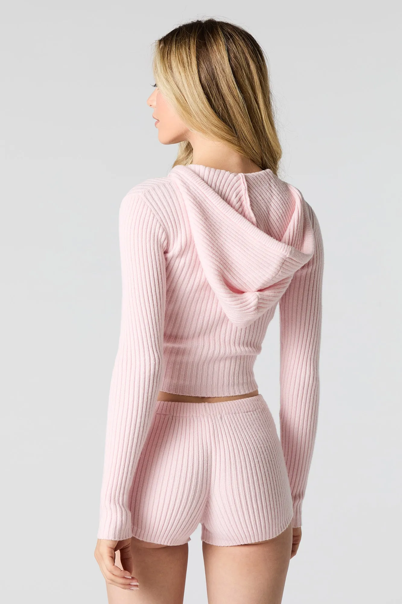 Ribbed Knit Zip-Up Hooded Sweater sold by Urban Planet product image thumbnail 2