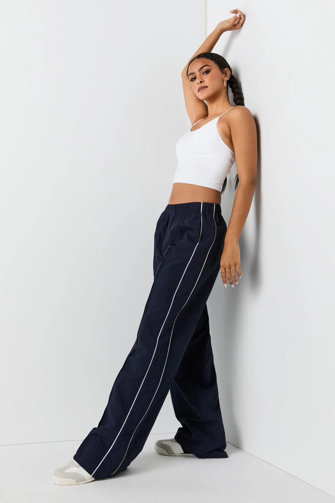 Nylon Wide Leg Pant sold by Urban Planet