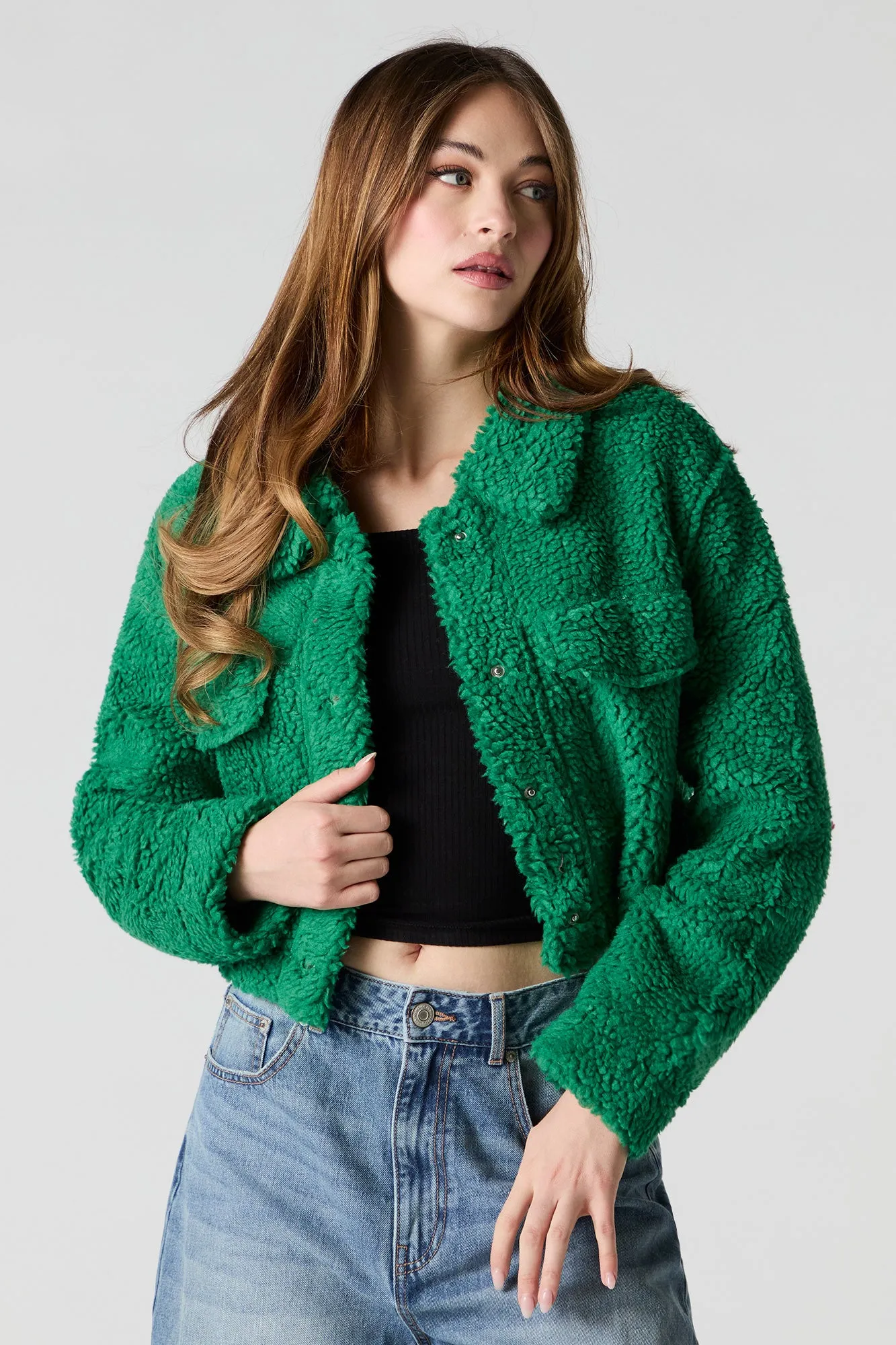 Collared Sherpa Jacket sold by Urban Planet
