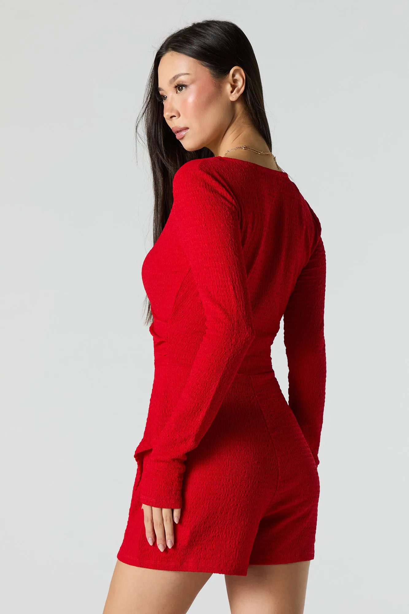 Textured Surplice Wrap Romper sold by Urban Planet product image thumbnail 2