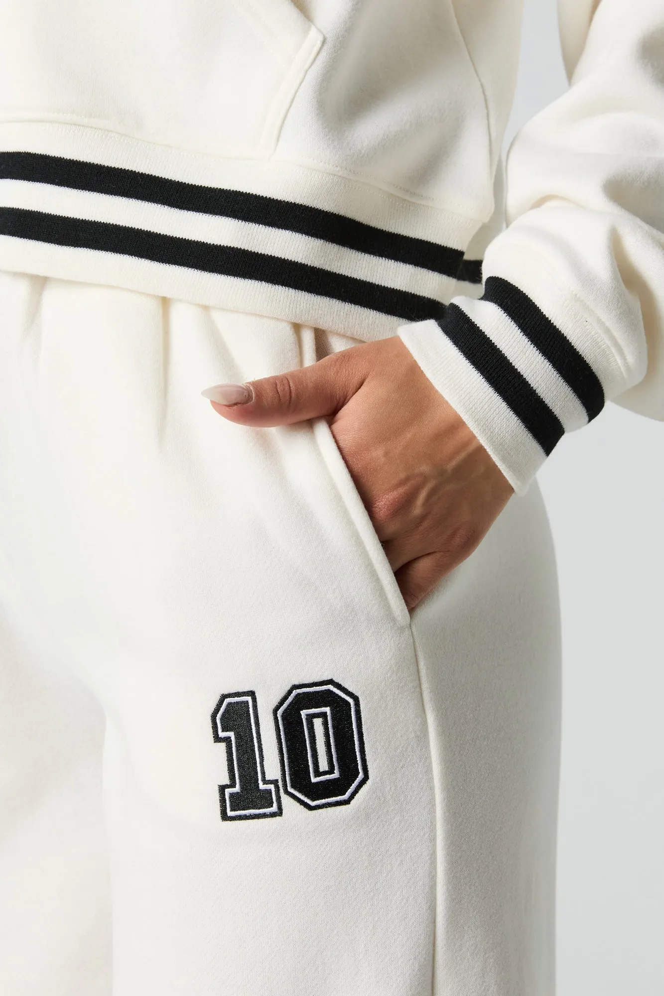 10 Embroidered Fleece Wide Leg Sweatpant sold by Urban Planet product image thumbnail 4