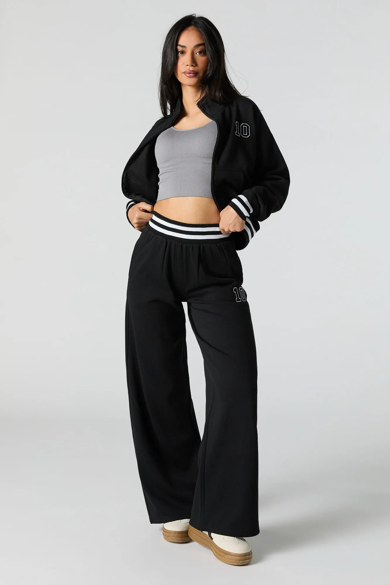 10 Embroidered Fleece Wide Leg Sweatpant sold by Urban Planet product image thumbnail 5