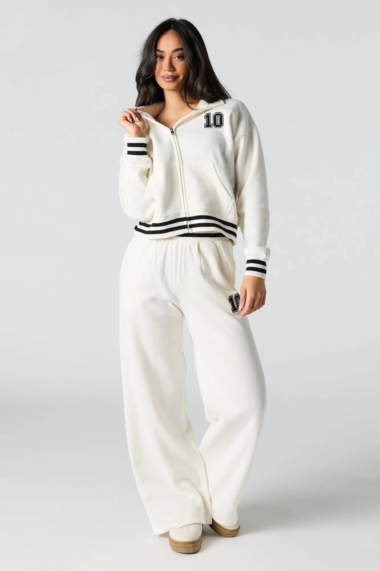 10 Embroidered Fleece Zip-Up Mock Neck Sweatshirt sold by Urban Planet product image thumbnail 3