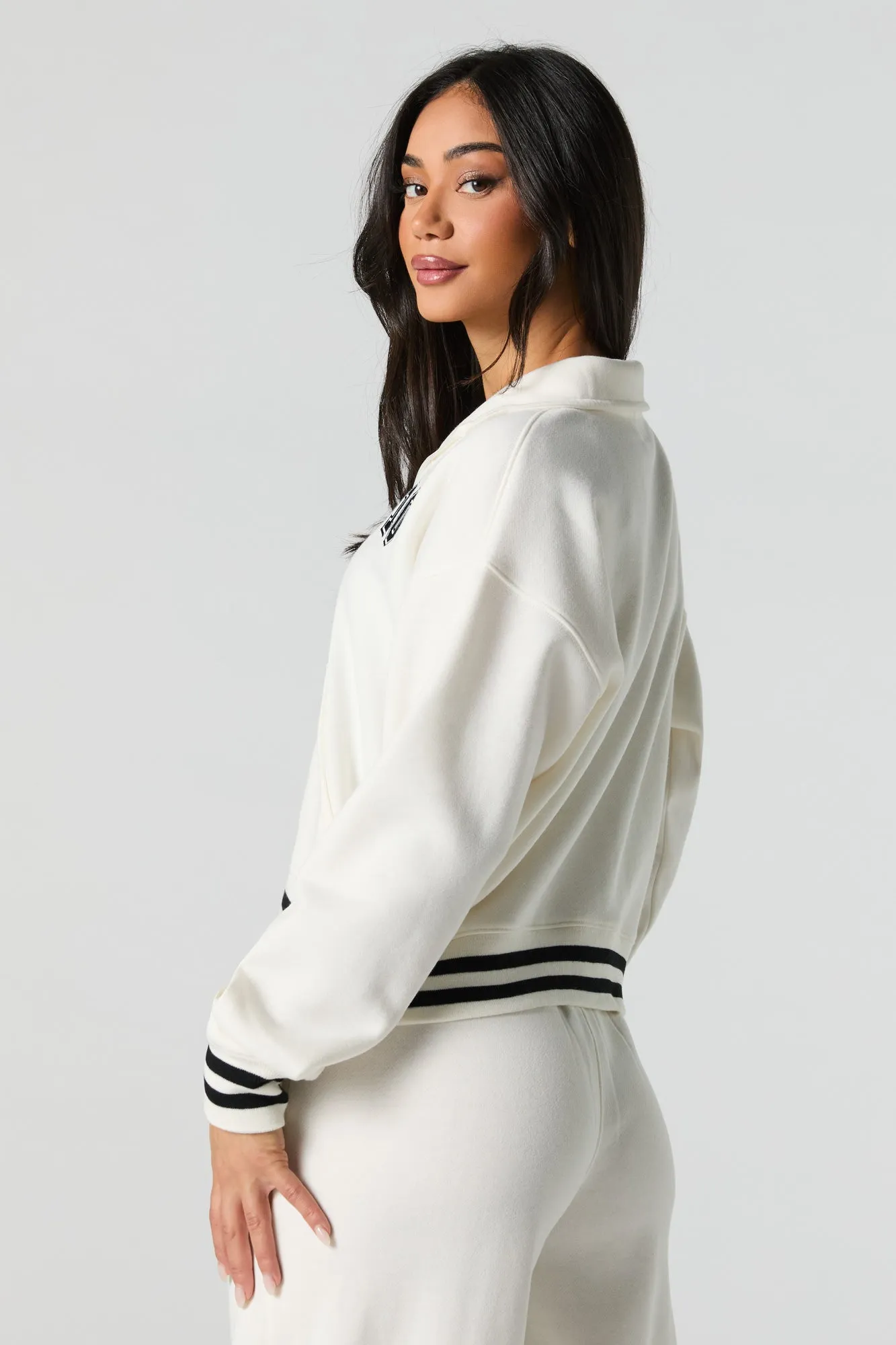 10 Embroidered Fleece Zip-Up Mock Neck Sweatshirt sold by Urban Planet product image thumbnail 2
