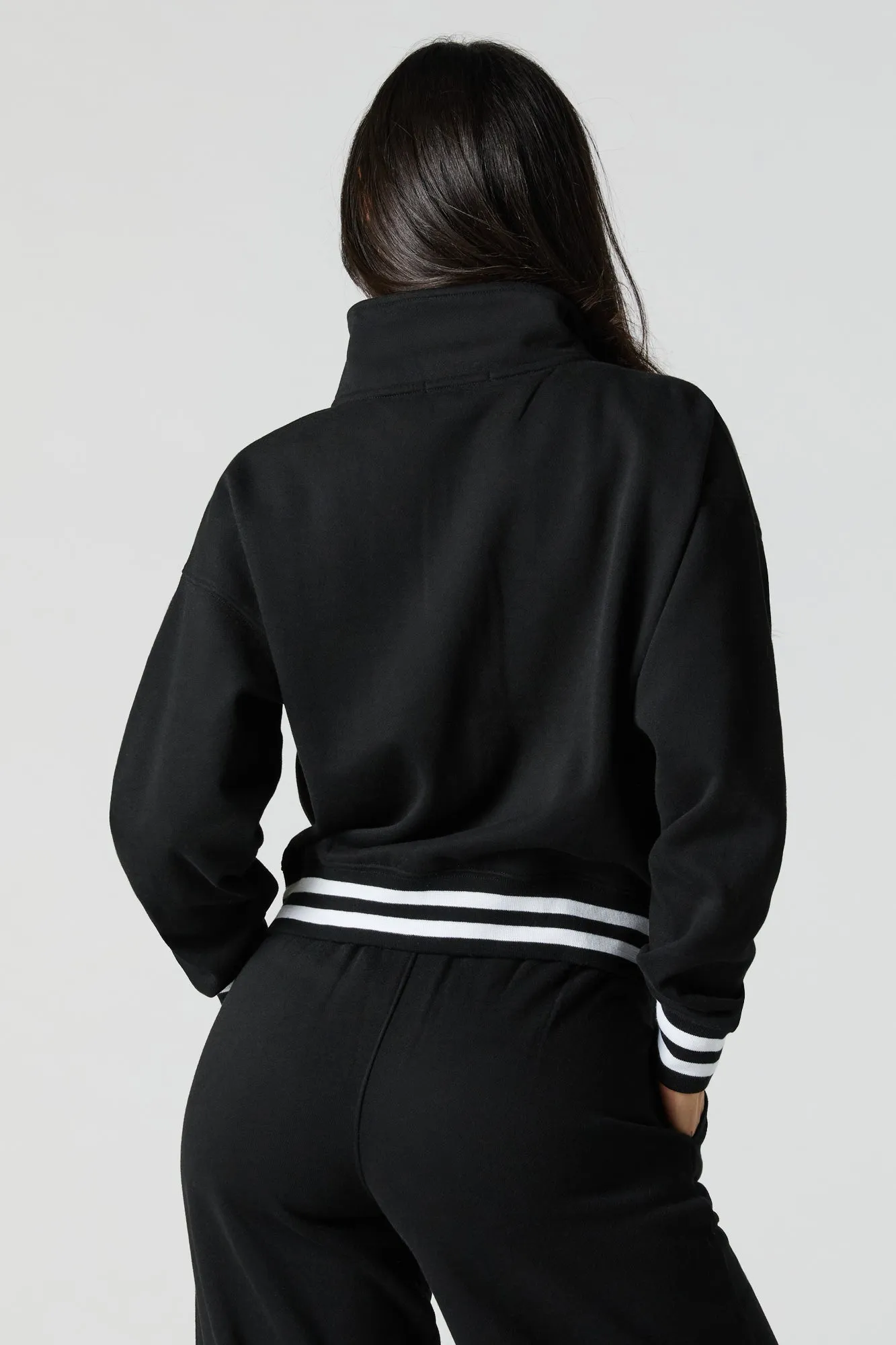 10 Embroidered Fleece Zip-Up Mock Neck Sweatshirt sold by Urban Planet product image thumbnail 5