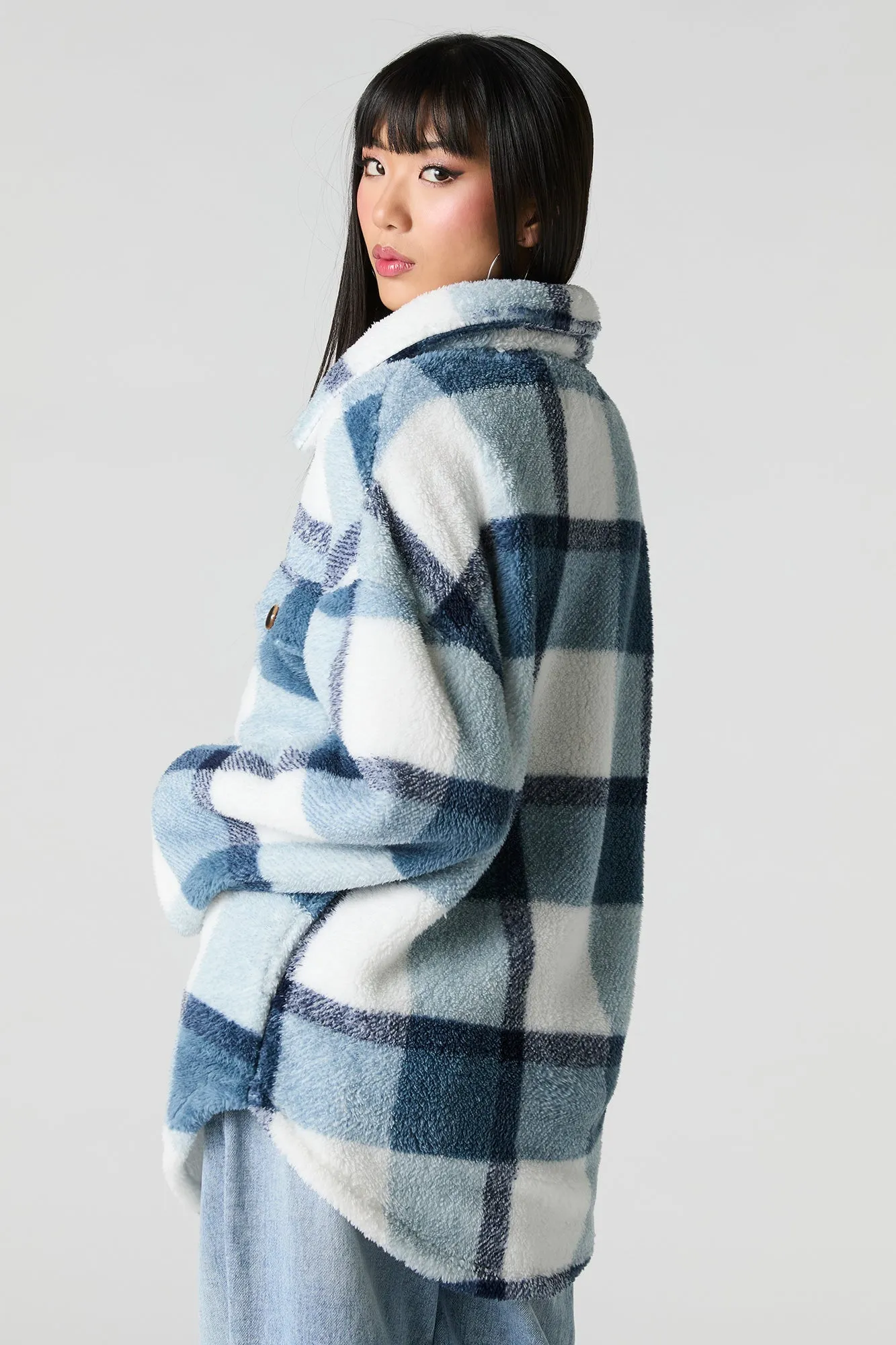 Sherpa Plaid Shacket sold by Urban Planet product image thumbnail 5