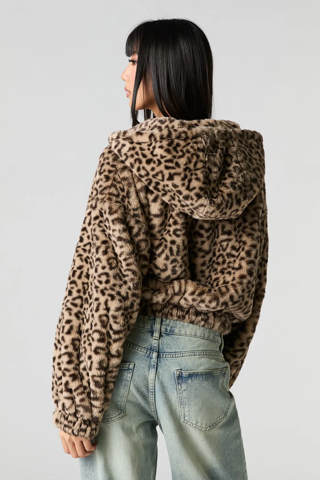 Faux Fur Hooded Zip-Up Jacket sold by Urban Planet product image thumbnail 2