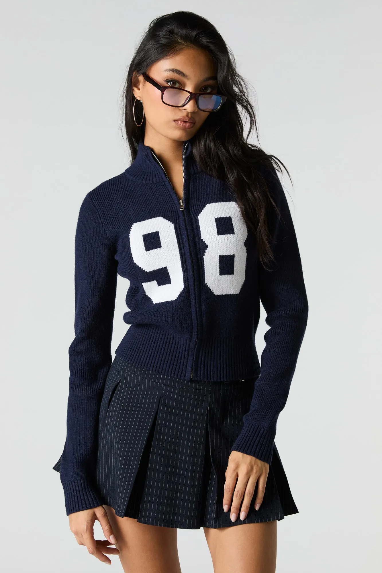 Number Embroidered Zip-Up Sweater sold by Urban Planet product image thumbnail 4