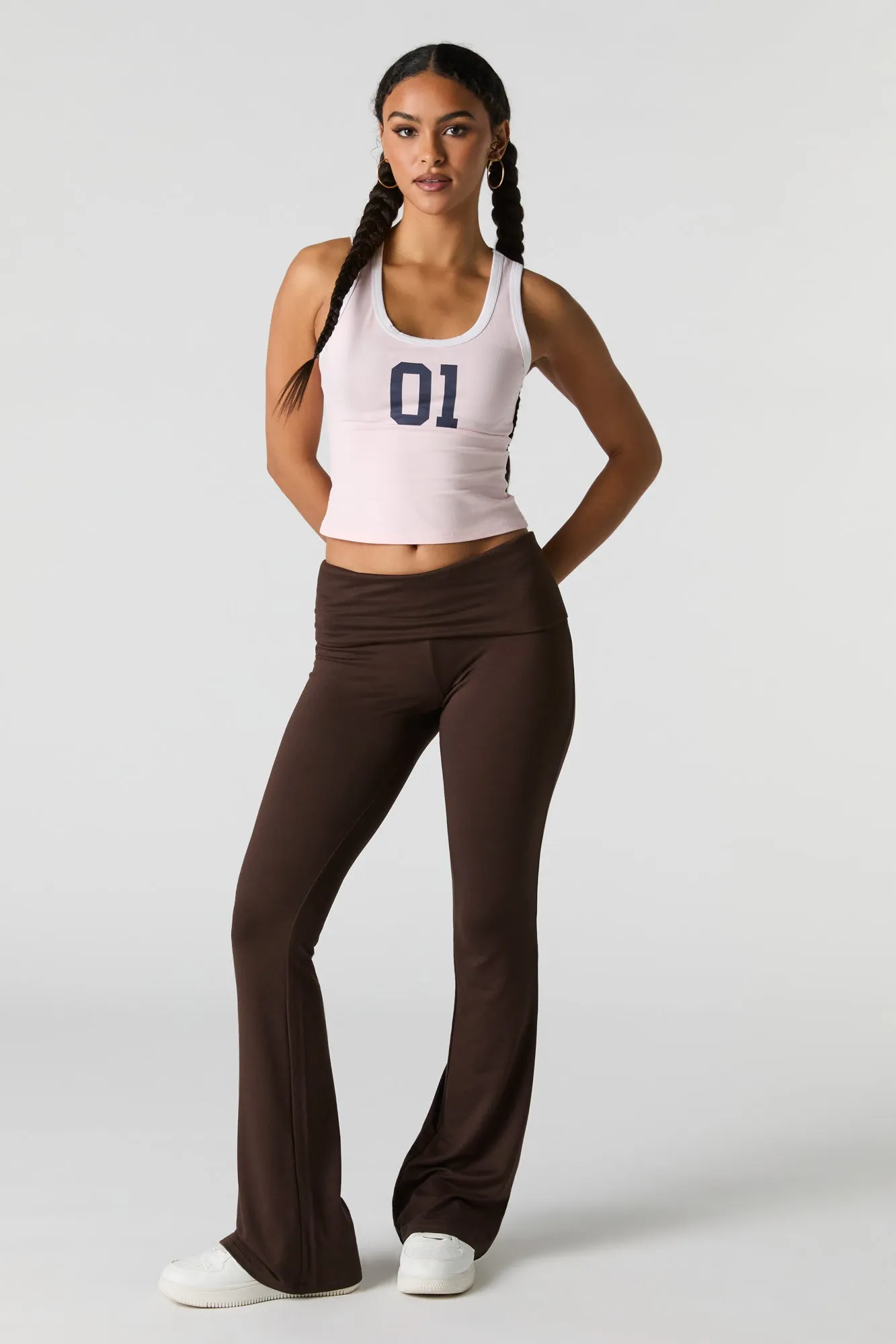 Legging doux à jambe évasée et taille repliée sold by Urban Planet product image thumbnail 4