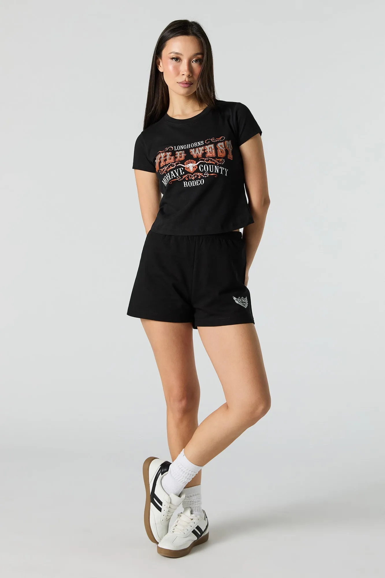 T-shirt ultracourt à imprimé Wild West avec pierres du Rhin sold by Urban Planet product image thumbnail 3