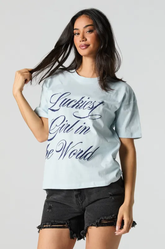 T-shirt à imprimé Luckiest Girl in the World sold by Urban Planet