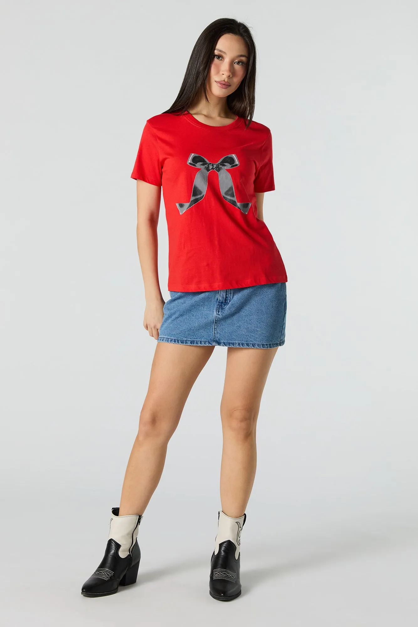 Grey Bow Graphic T-Shirt sold by Urban Planet product image thumbnail 3