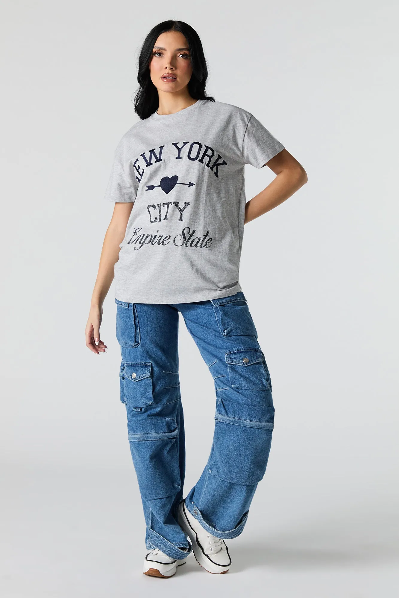 New York Empire State Embroidered T-Shirt sold by Urban Planet product image thumbnail 3