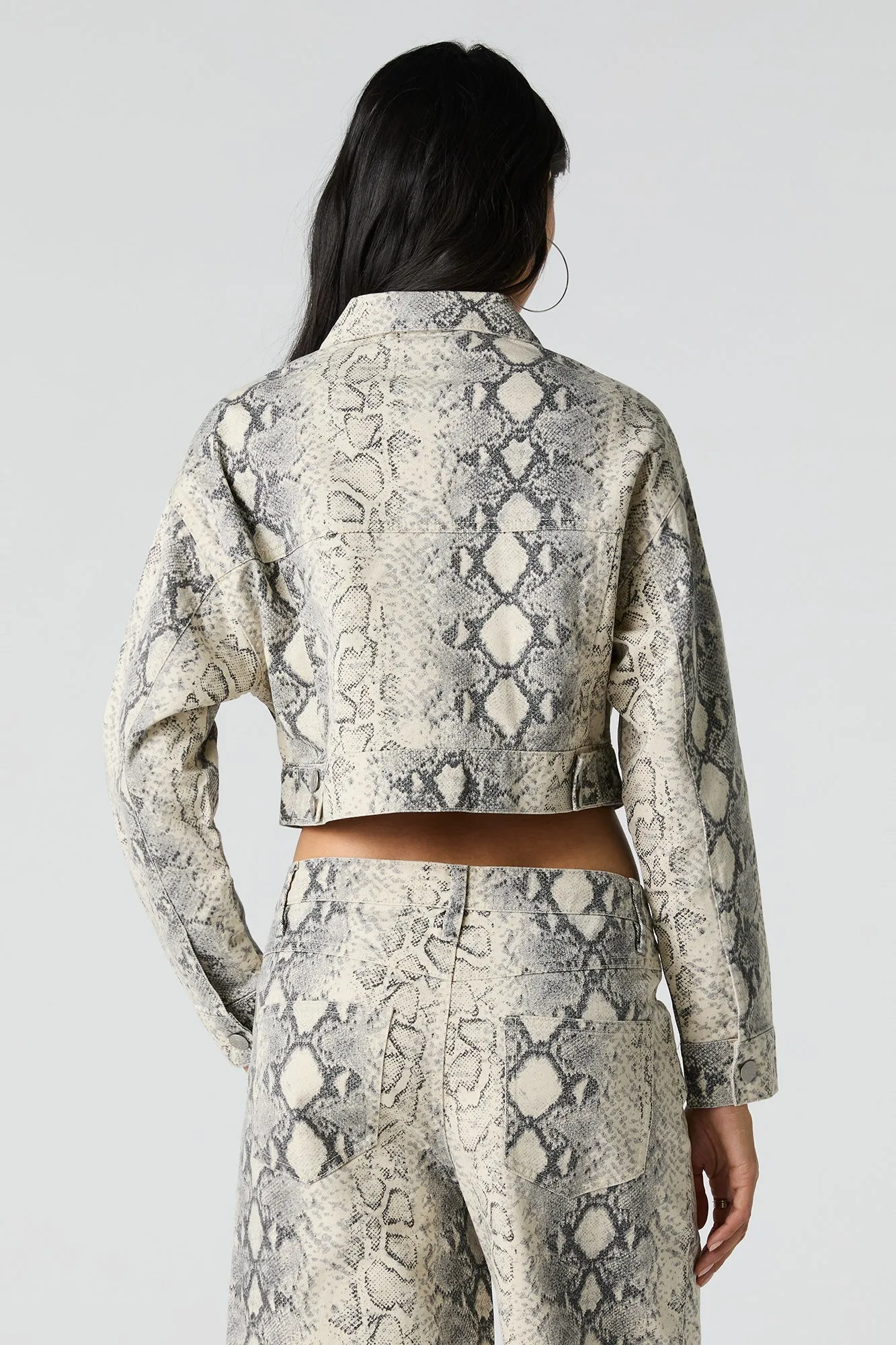 Printed Cropped Denim Jacket sold by Urban Planet product image thumbnail 2