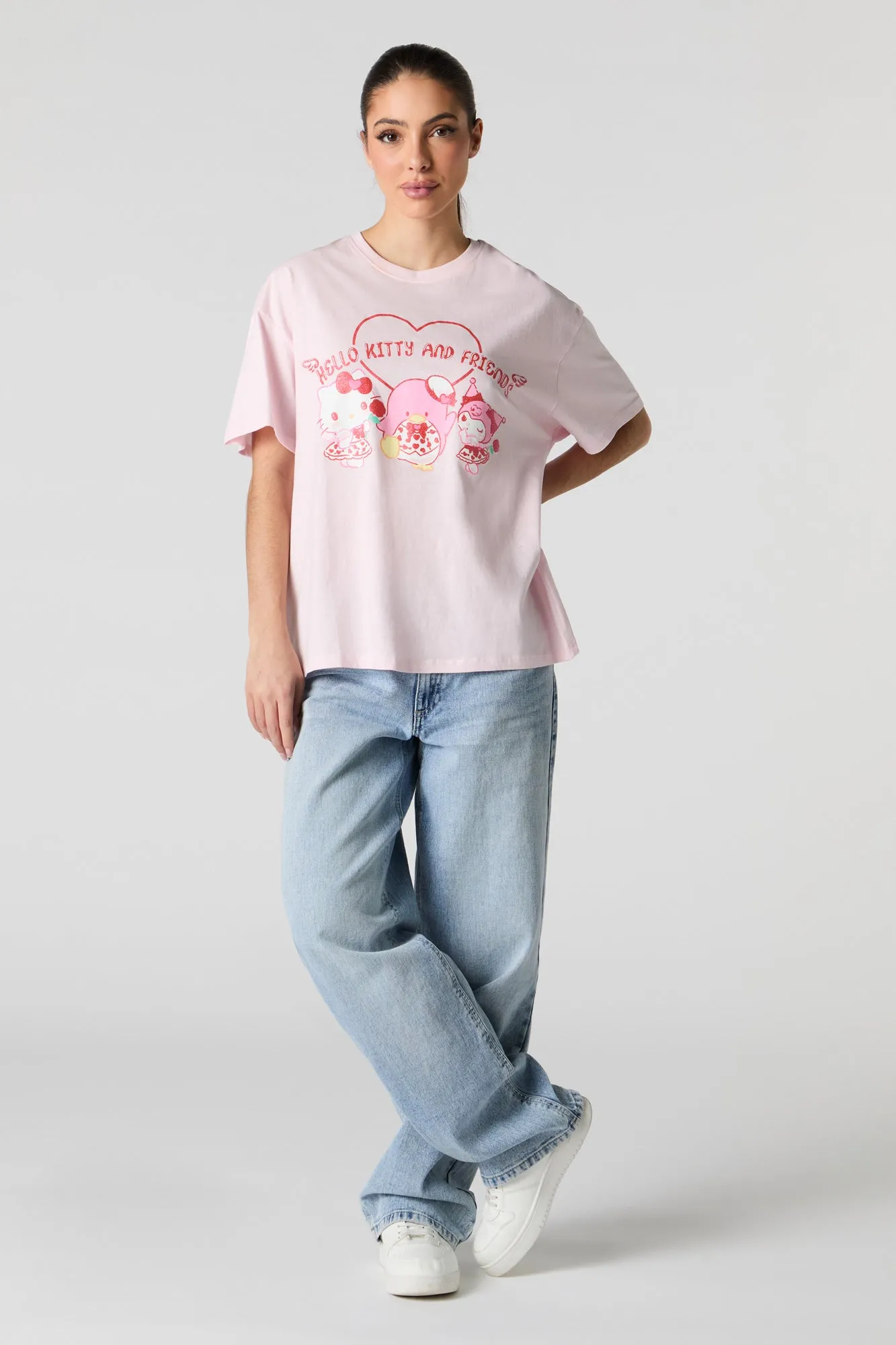 Valentines Hello Kitty and Friends Graphic Boyfriend T-Shirt sold by Urban Planet product image thumbnail 3