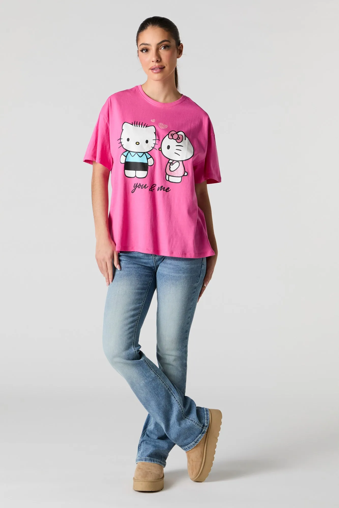 Valentines You & Me Hello Kitty Graphic Boyfriend T-Shirt sold by Urban Planet product image thumbnail 3
