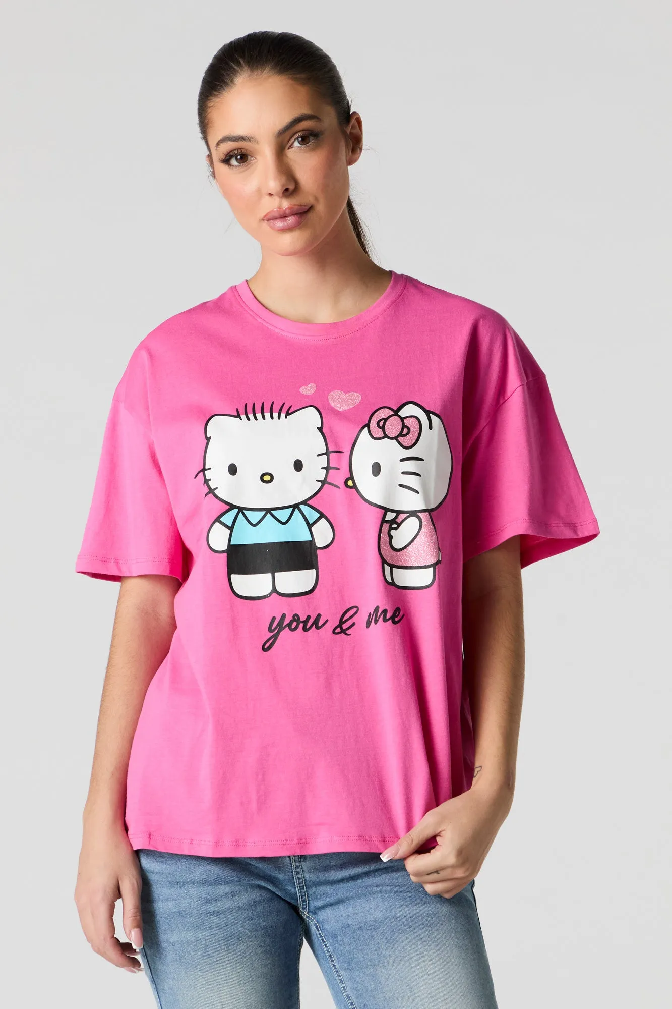 Valentines You & Me Hello Kitty Graphic Boyfriend T-Shirt sold by Urban Planet