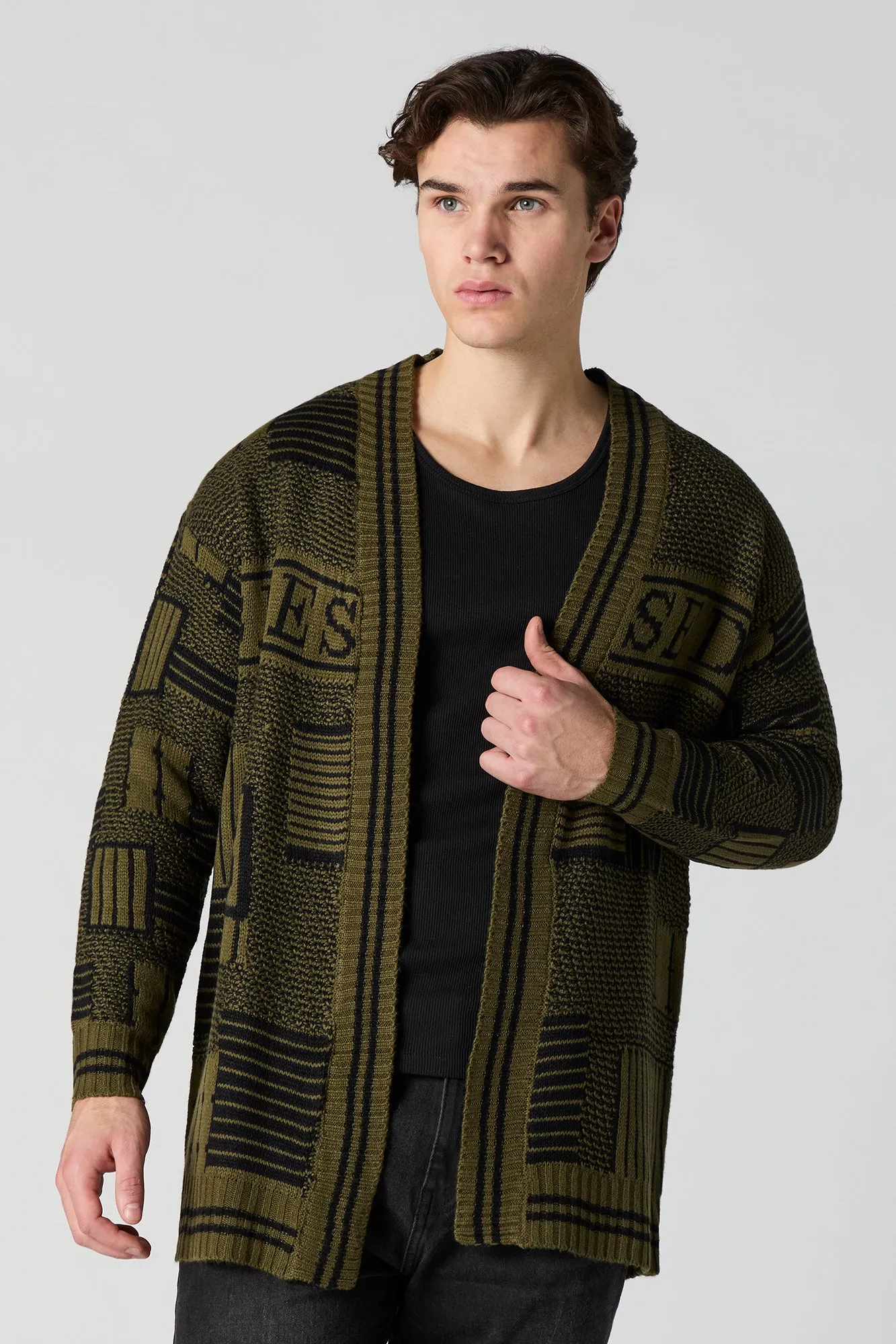 Jacquard Knit Open Front Cardigan sold by Urban Planet product image thumbnail 4