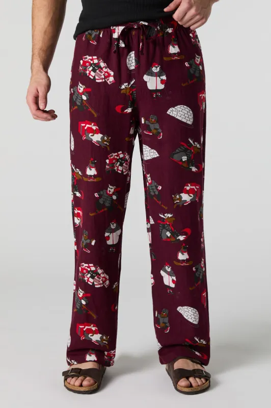 Animal Winter Sports Print Pajama Pant sold by Urban Planet