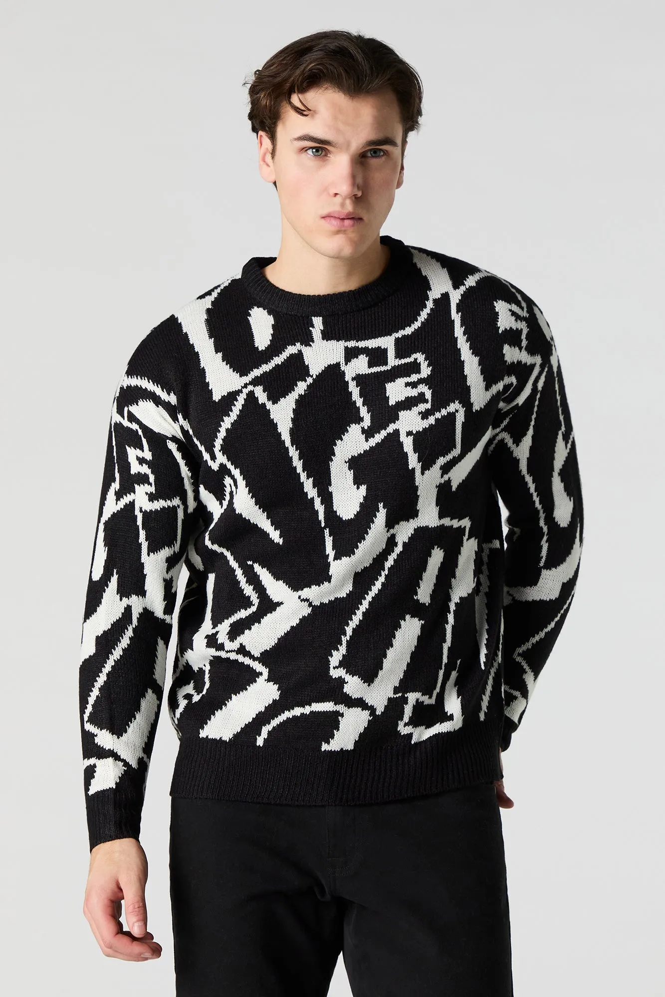 Chandail en tricot jacquard avec lettre sold by Urban Planet