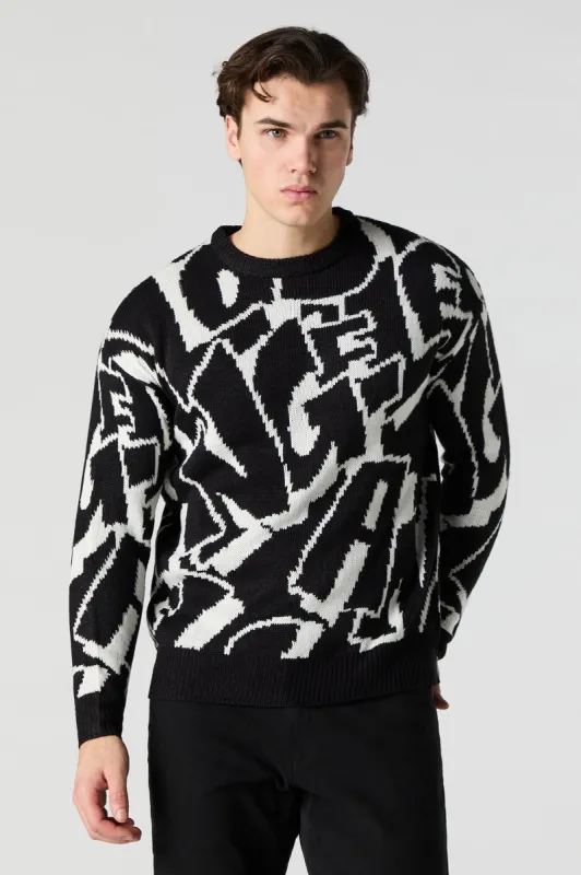 Letter Jacquard Knit Sweater sold by Urban Planet