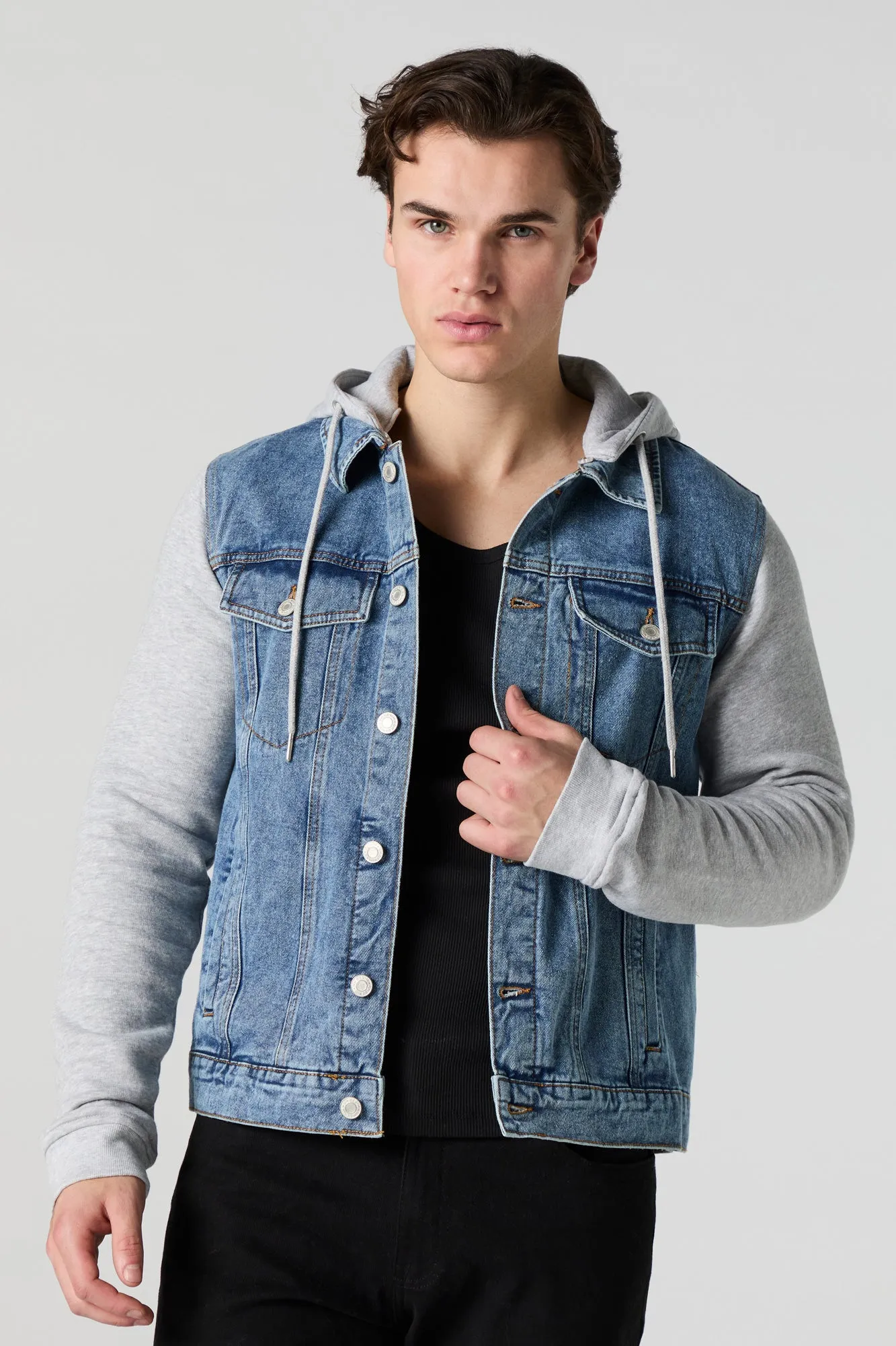 Hooded Fleece Denim Jacket sold by Urban Planet