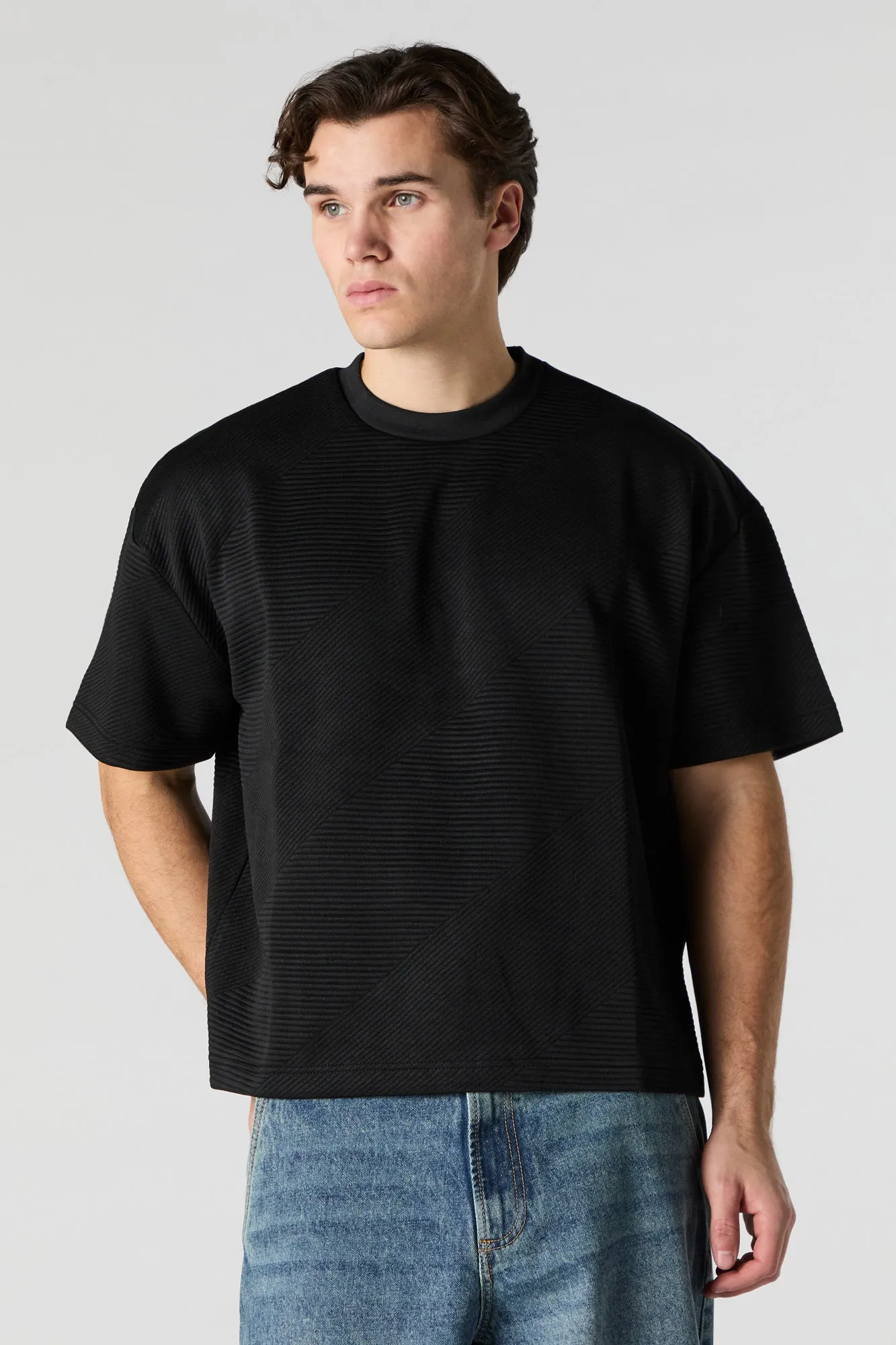 Ribbed Textured Relaxed T-Shirt sold by Urban Planet product image thumbnail 4
