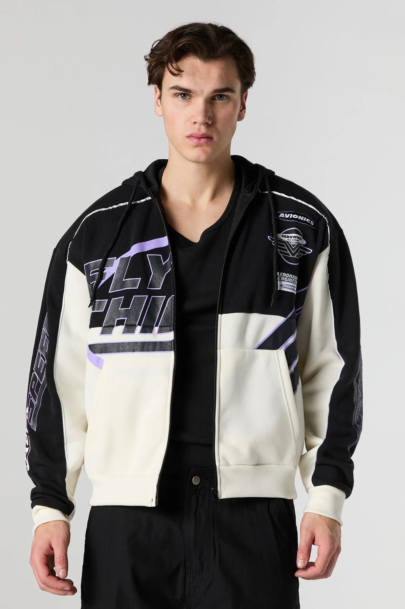 Racing Graphic Fleece Zip-Up Hoodie sold by Urban Planet product image thumbnail 5