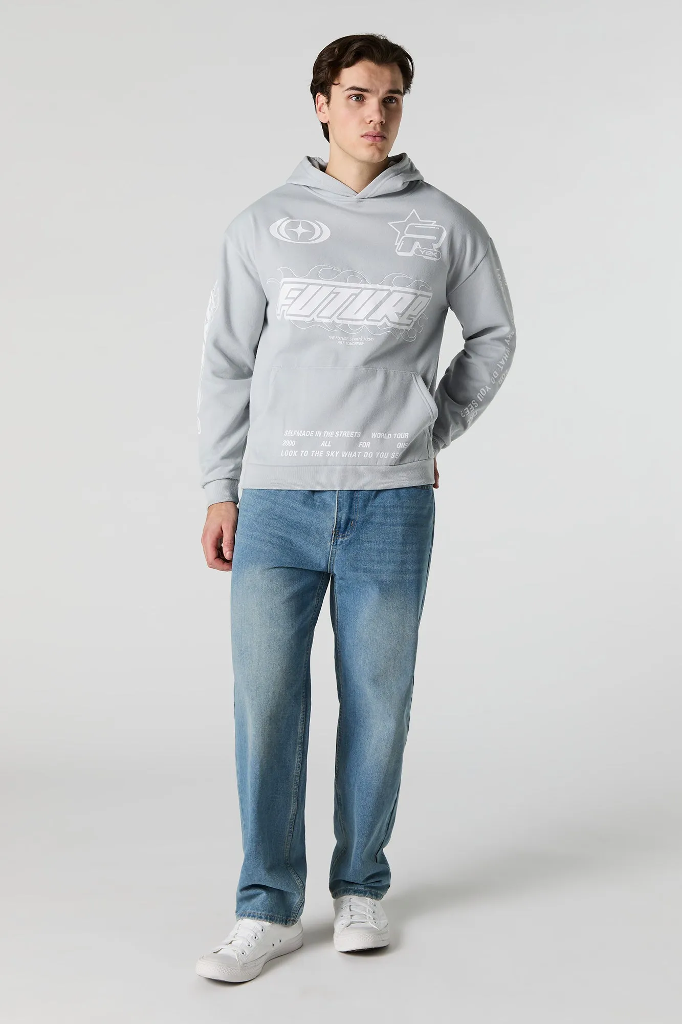 Racing Graphic Embroidered Fleece Hoodie sold by Urban Planet product image thumbnail 3