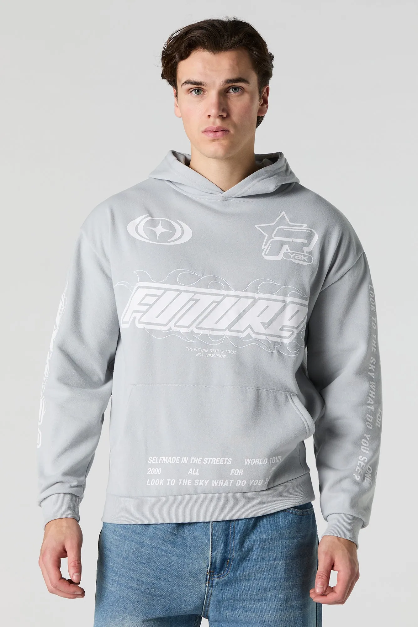 Racing Graphic Embroidered Fleece Hoodie sold by Urban Planet