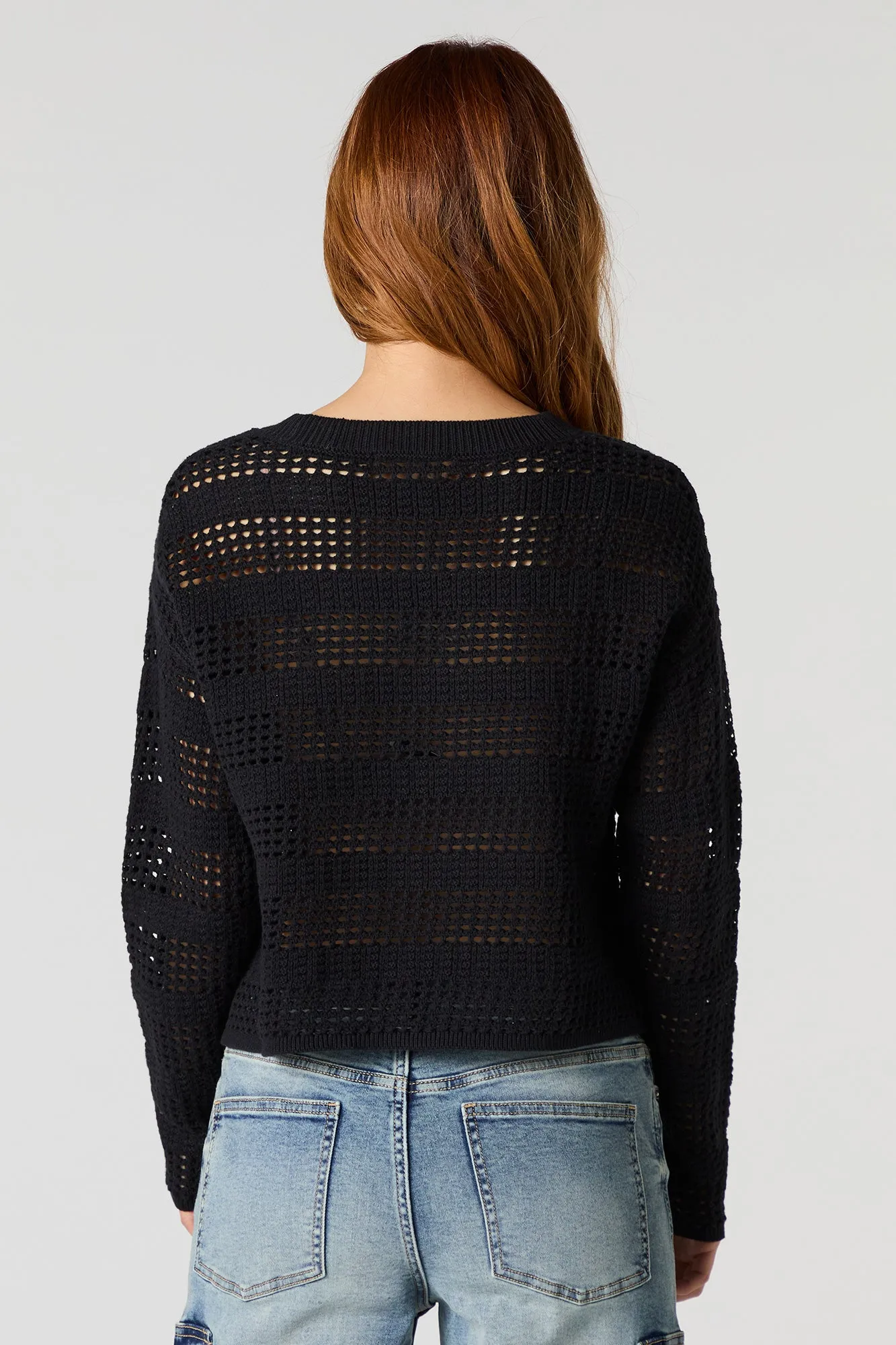 Open Knit Crewneck Sweater sold by Urban Planet product image thumbnail 5