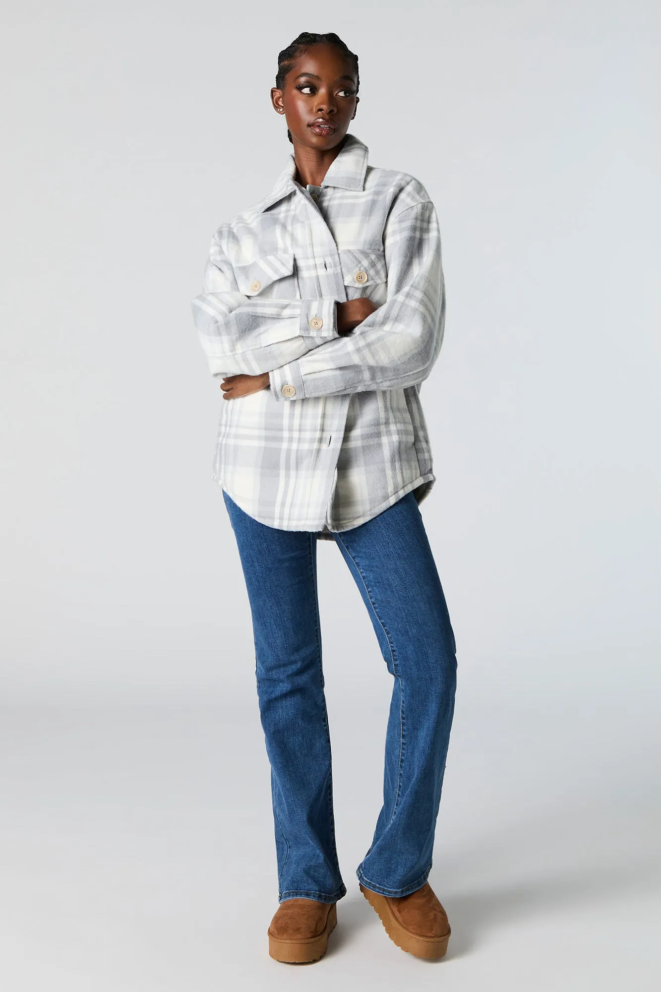 Blouson-chemisier en flanelle à carreaux doublé de Sherpa sold by Urban Planet product image thumbnail 3