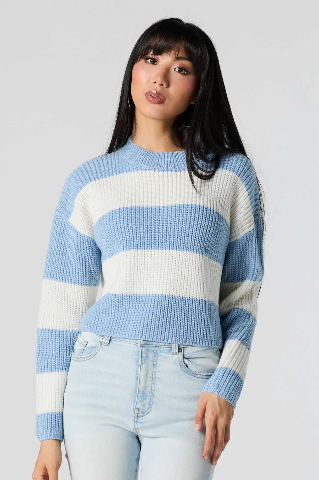 Striped Crew Neck Knit Sweater sold by Urban Planet