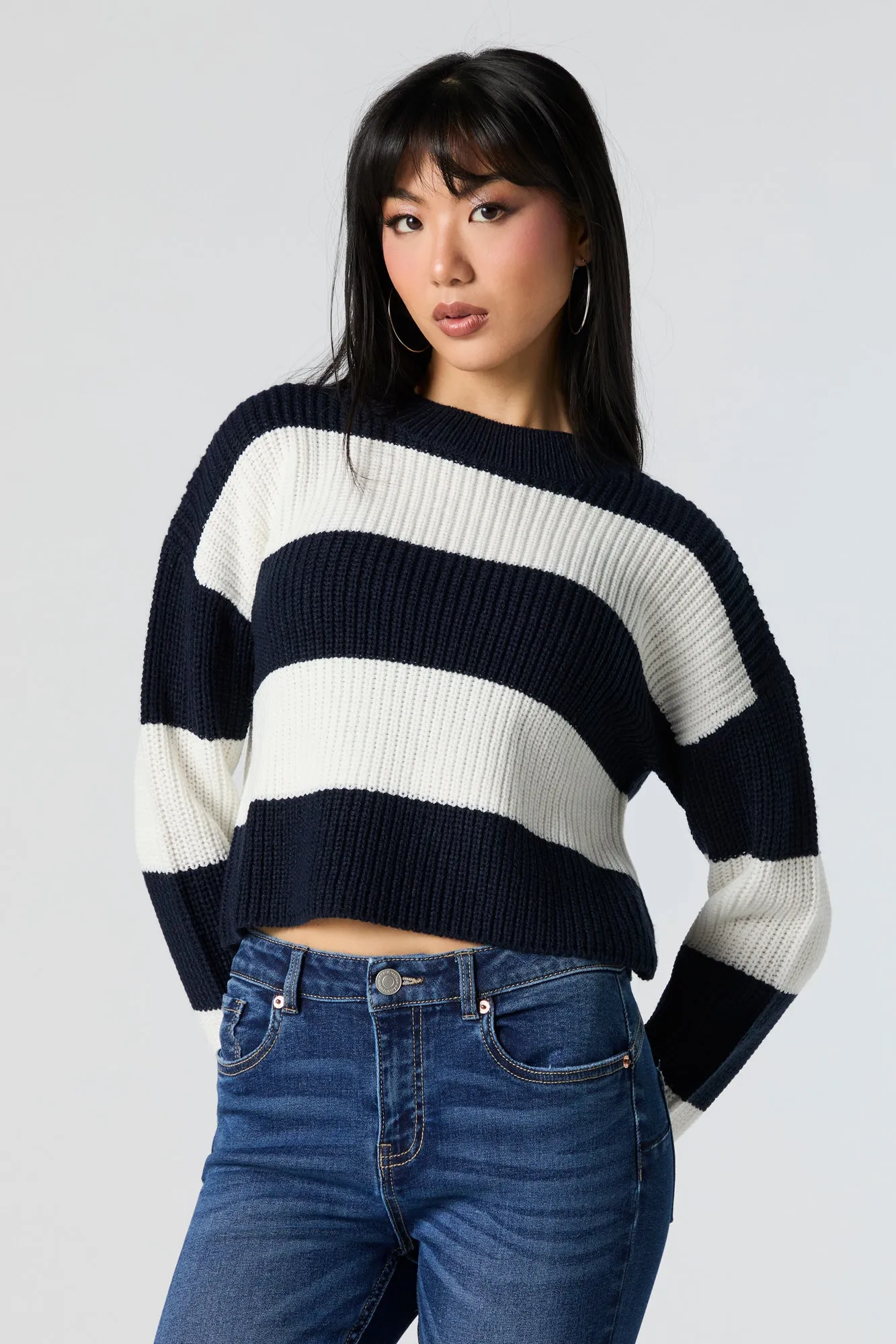 Striped Crew Neck Knit Sweater sold by Urban Planet product image thumbnail 4