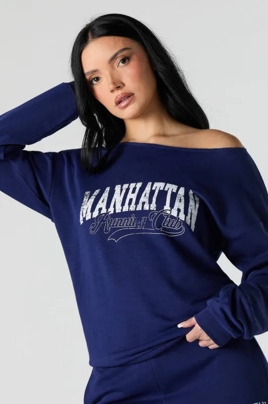 Graphic Off Shoulder Sweatshirt sold by Urban Planet