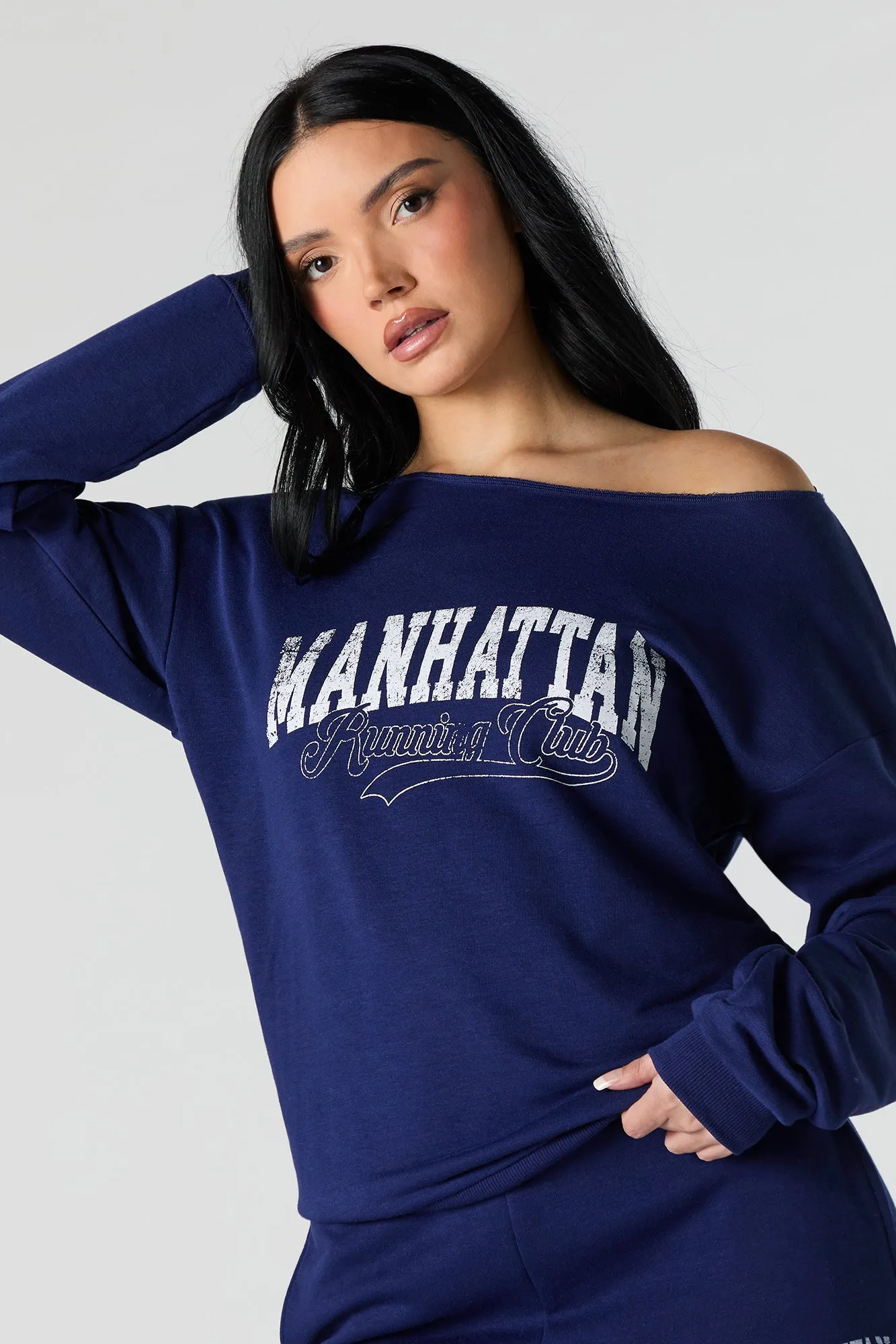 Graphic Off Shoulder Sweatshirt sold by Urban Planet