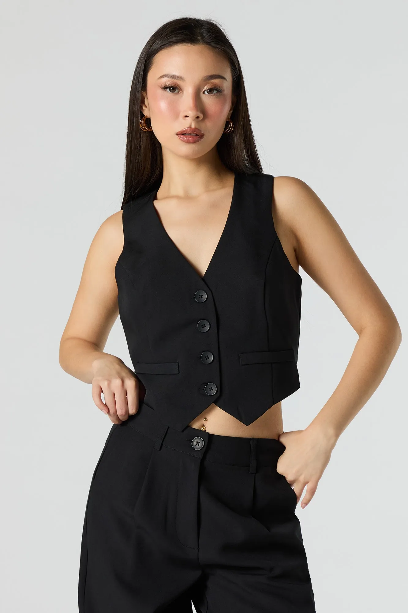 Cropped Button-Up Vest sold by Urban Planet product image thumbnail 4