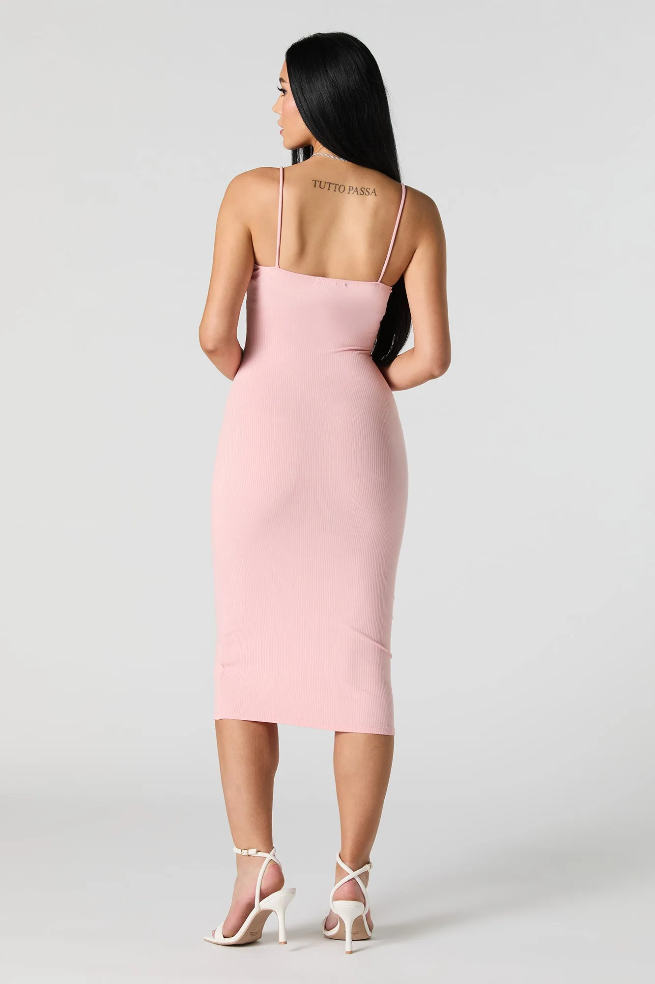 Ribbed Lace Trim V-Neck Midi Dress sold by Urban Planet product image thumbnail 3