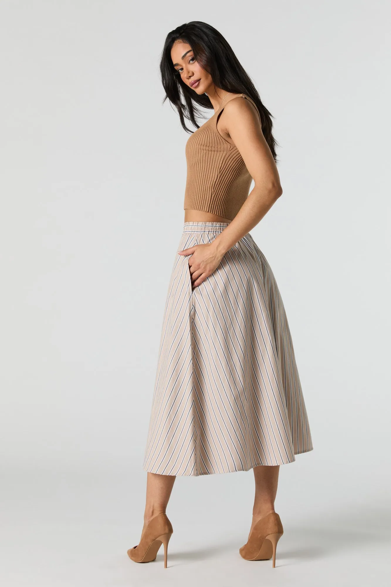 Poplin Striped Midi Skirt sold by Urban Planet product image thumbnail 5