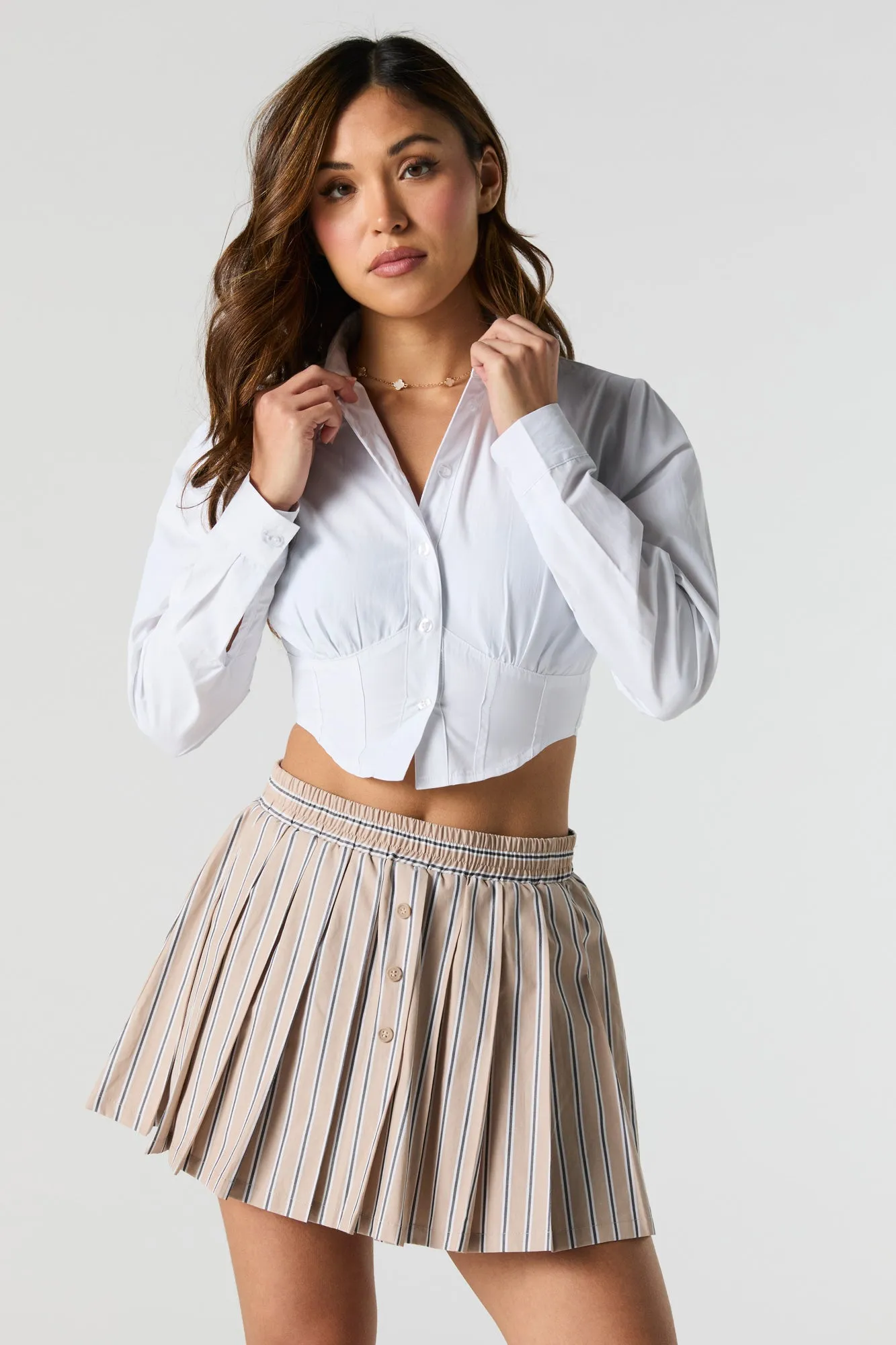 Striped Pleated Mini Skirt sold by Urban Planet product image thumbnail 4