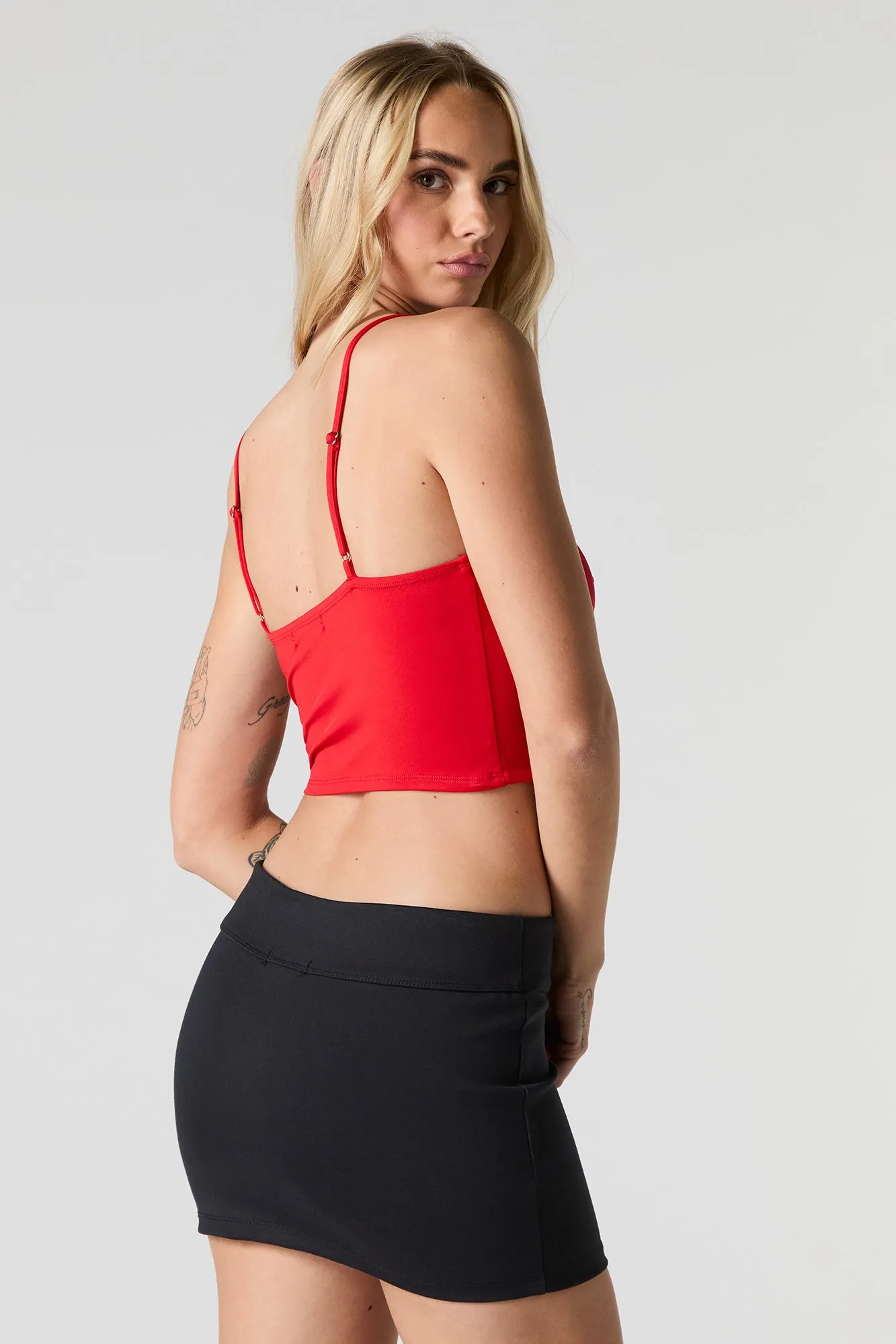 Bow Trim Cropped Corset Tank with Built-In Bra Cups sold by Urban Planet product image thumbnail 2