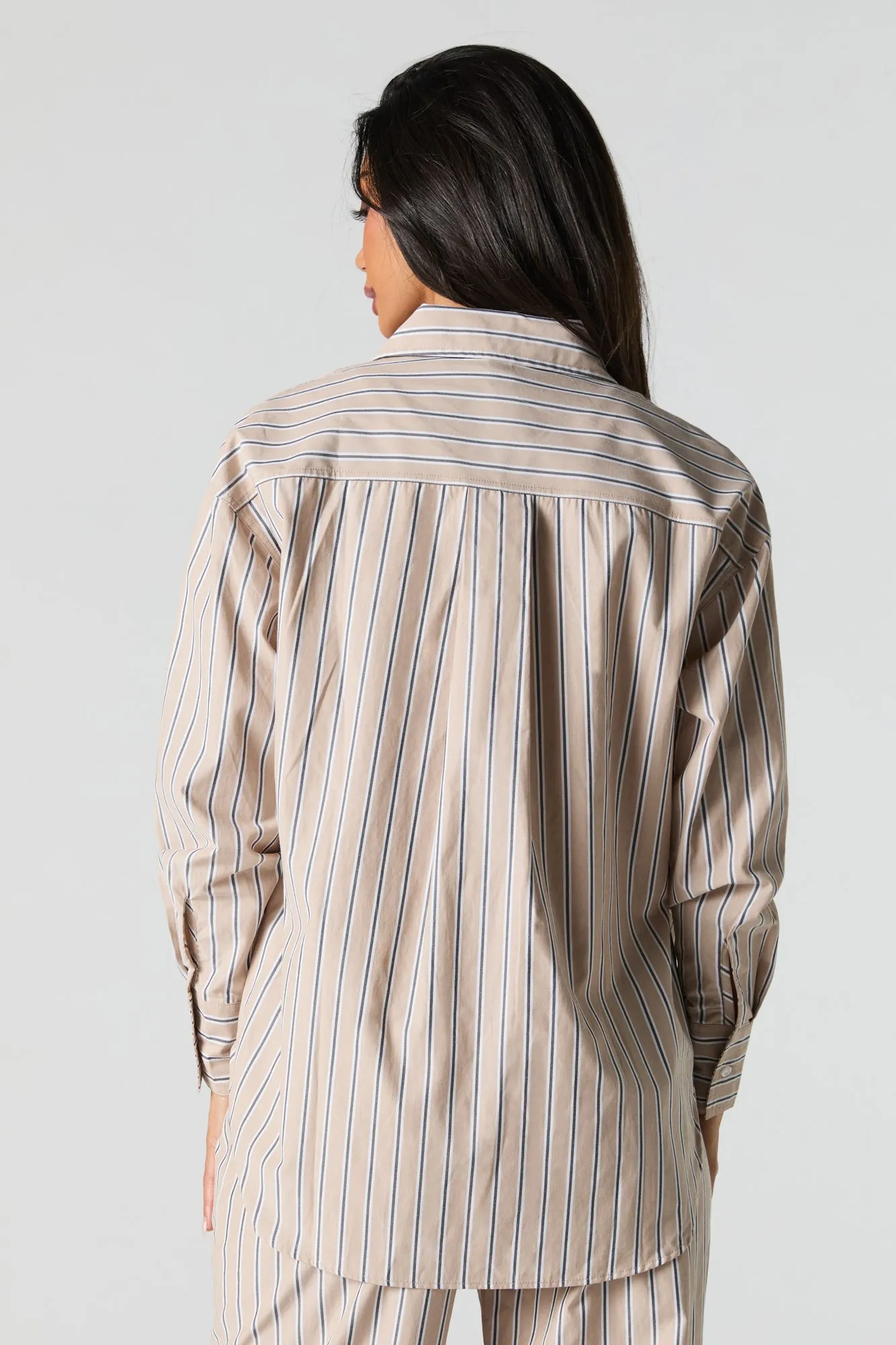 Poplin Striped Button-Up Long Sleeve Top sold by Urban Planet product image thumbnail 2