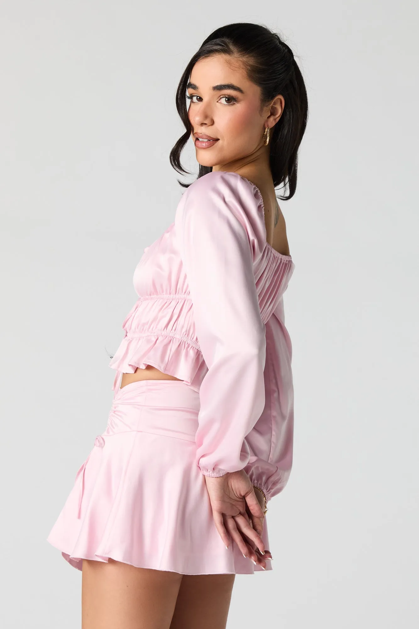 Satin Front Tie Long Sleeve Top sold by Urban Planet product image thumbnail 2